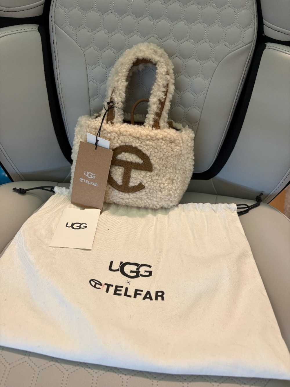 TELFAR X UGG Small Shoppers Bag Shearling Tote Chestnut & Natural